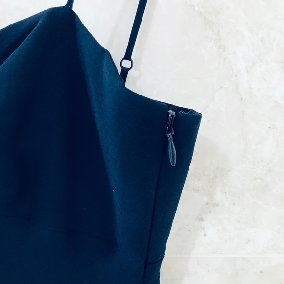 LAUNDRY BY DESIGN Long Dress {4} Gown Navy Blue Silk Chiffon Spaghetti S… - Picture 4 of 14